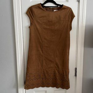 Faux Suede Mini Shift Dress